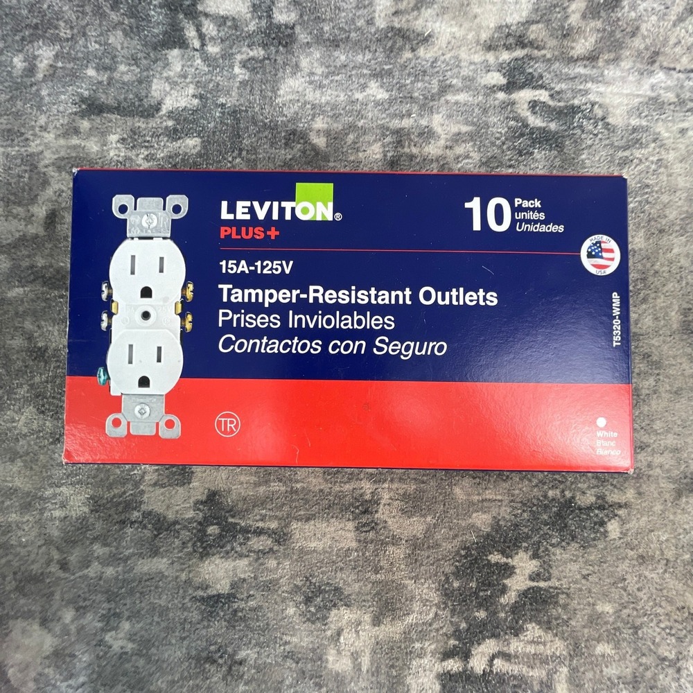 Leviton 10-Pack Tamper-Resistant Outlets 15A 125V White T5320-WMP Made in USA